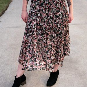 Abercrombie & Fitch Floral Pleated Midi Skirt